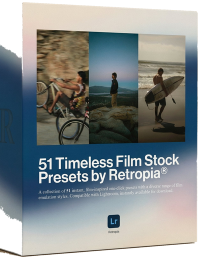 The Timeless Film Stock preset pack box, cut out